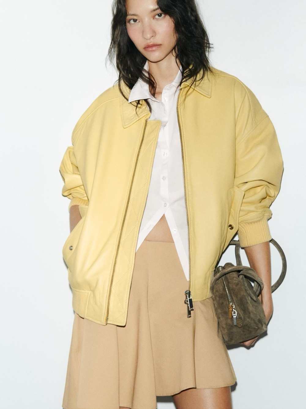 NWT Zara Beige High-Low Flared Skirt